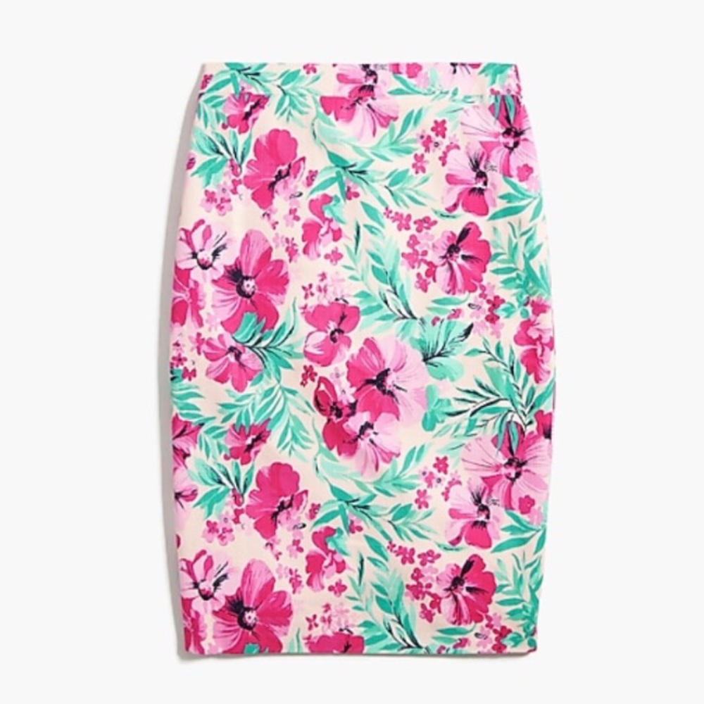 J. Crew Floral Printed Basketweave Pencil Skirt